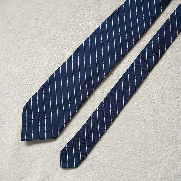 Canali NeckTie Rep Tie Silk Blue White Striped Check Jacquard Italy 3.5x56" - Picture 2 of 8